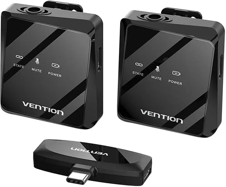 Set mikrofonash wireless Vention NCBB0, USB-C, i zi, 2 copë - 1