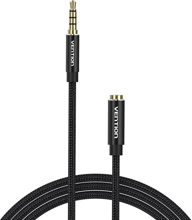 Kabllo audio Vention BHCBF, 1m, 3.5mm mashkull në 3.5mm femër, e zezë - 1