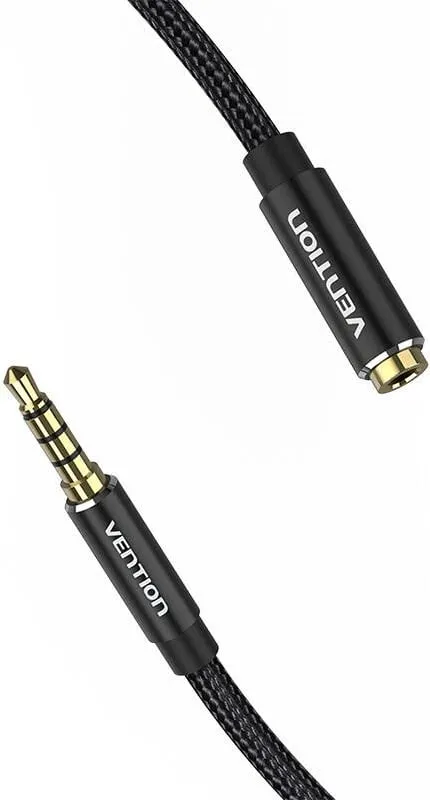 Kabllo audio Vention BHCBF, 1m, 3.5mm mashkull në 3.5mm femër, e zezë - 3