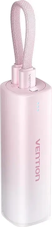 Powerbank Vention FHWR0, 5000mAh, 20W, me kabllo USB-C në Lightning, rozë