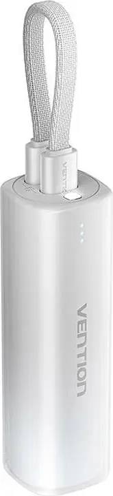 Powerbank Vention FHWM0, 5000mAh, 20W, me kabllo USB-C në Lightning, Gri
