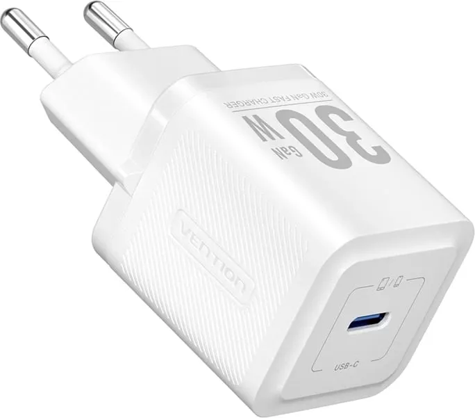 Karikues rrjeti Vention FEZB0-EU, 30W, USB-C, i bardhë - 2