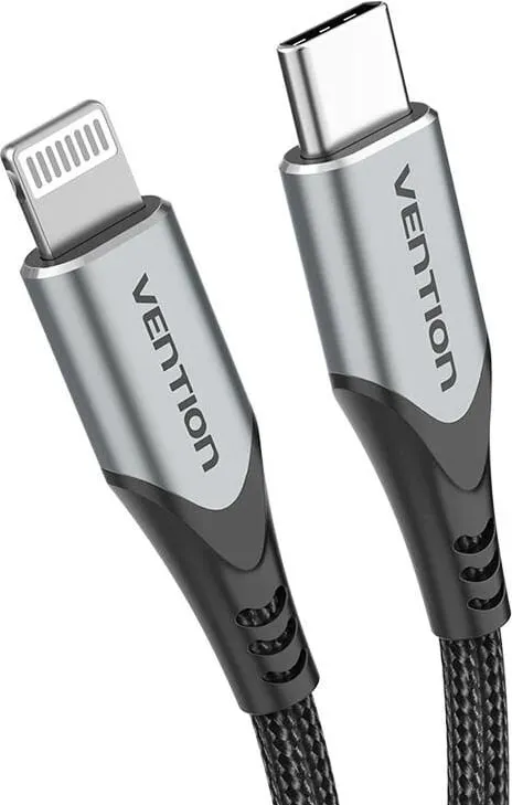 Kabllo USB-C në Lightning Vention TACHH, 2m, Gri - 3