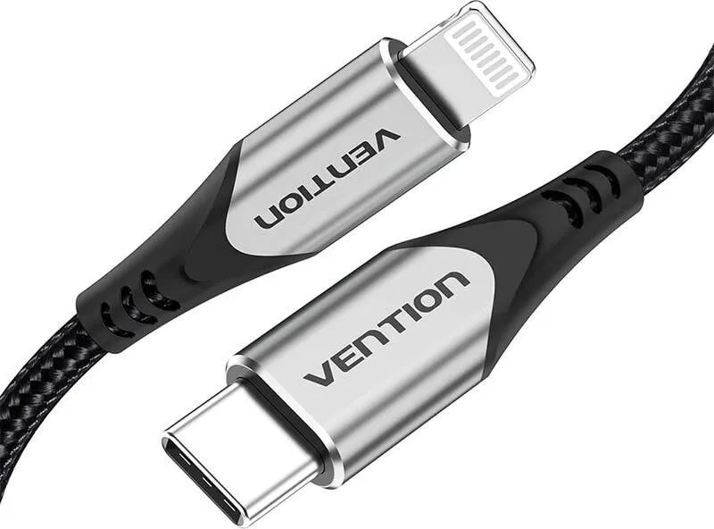 Kabllo USB-C në Lightning Vention TACHH, 2m, Gri - 4