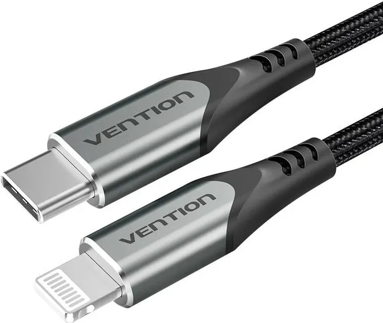 Kabllo USB-C në Lightning Vention TACHH, 2m, Gri - 5