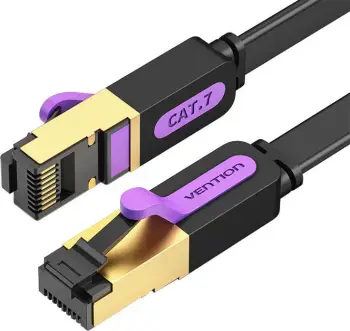 Kabllo rrjeti flat Vention ICABK CAT7, 8m, RJ45, 10Gbps, e zezë