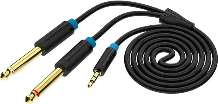 Kabllo audio Vention BACBJ, 5m, 3.5mm TRS në 2x 6.35mm, e zezë - 2