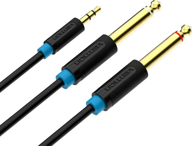 Kabllo audio Vention BACBJ, 5m, 3.5mm TRS në 2x 6.35mm, e zezë - 3