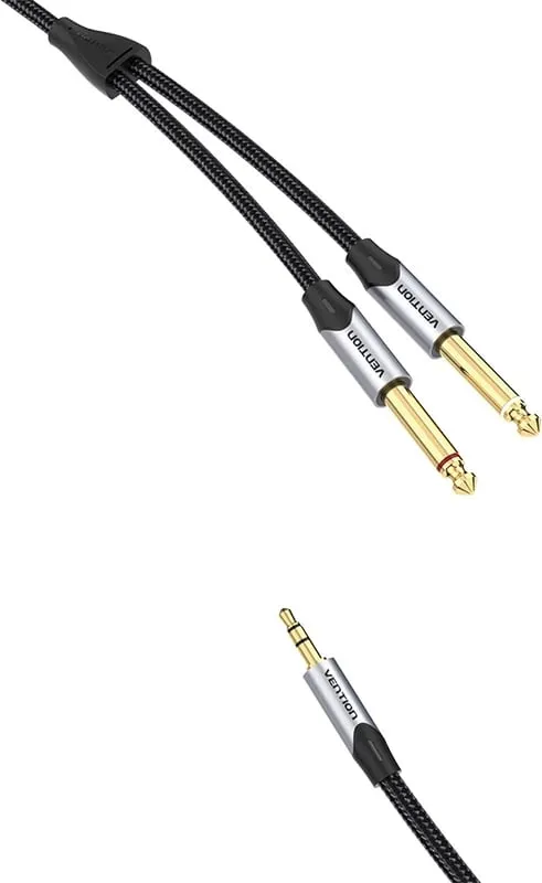 Kabllo audio Vention BARHL, 3.5mm në 2x 6.35mm, 10m, Gri - 3