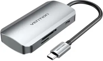 Kasë Vention TNHHB, USB-C në 3x USB3.0, SD, TF, PD 0.15m, Gri