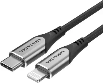 Kabllo USB-C në Lightning Vention TACHF, 1m, Gri