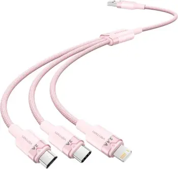 Kabllo USB 2.0 3-në-1 Vention CTPPG, 1.5m, Rozë