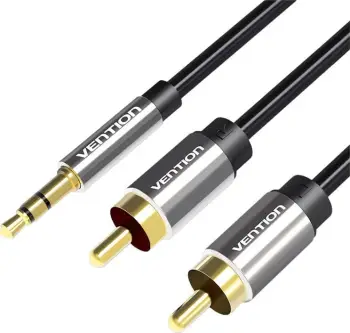 Kabllo audio Vention BCFBF, 2xRCA në 3.5mm, 1m, e zezë