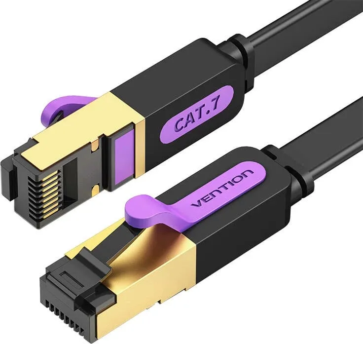 Kabllo rrjeti flat Vention ICABJ, CAT7, 5m, 10Gbps, e zezë - 1