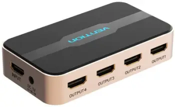 Ndarës HDMI Vention, 1 në 4, 4K 30Hz, gold e zezë
