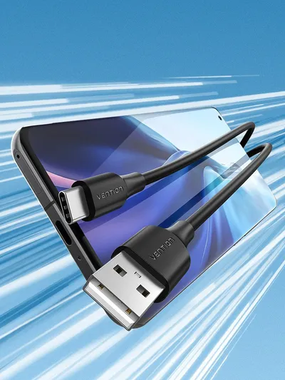 Kabllo USB në USB C Vention, 1m, 3A, e zezë - 4