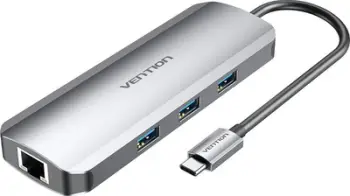 Docking station USB C Vention, 9 në 1, HDMI 4K, 3x USB 3.0, gri