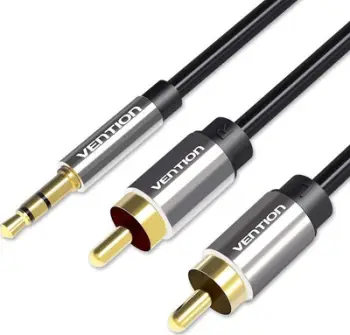 Kabllo audio Vention BCFBG, Jack 3.5mm në 2x RCA, 1.5m, e zezë