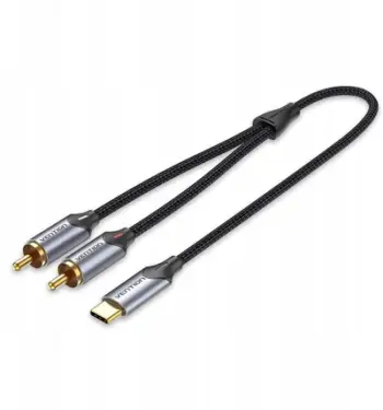 Kabllo audio Vention, USB C në 2x RCA, 1m, gri