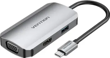 Stacion dokimi Vention USB-C do HDMI, VGA, USB 3.0, PD, 15cm, gri