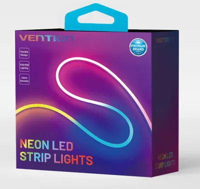 Shirit LED neon Vention, 2m, USB 5V, telekomandë, IP65, shumëngjyrësh - 3