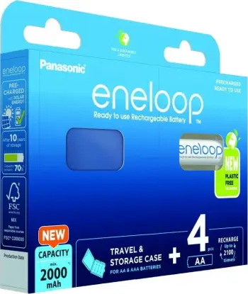 Bateri të rikarikueshme Panasonic Eneloop AA 2000 mAh, 4 copë me kuti, Bardhë