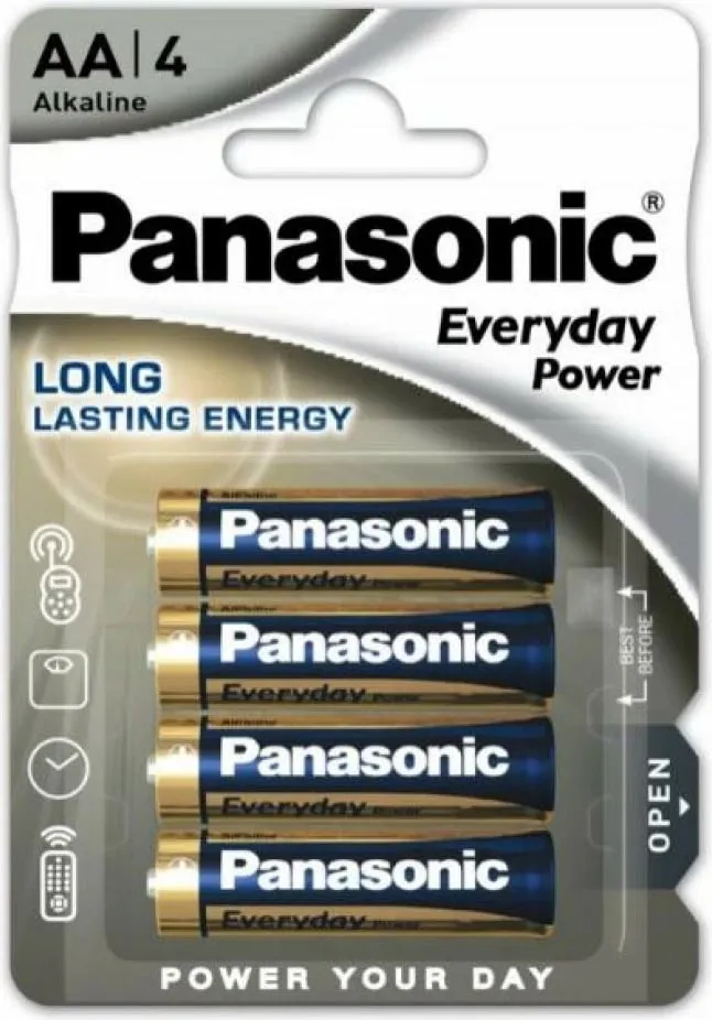 Bateria origjinale 1.5V LR06 AA nga Panasonic per teledirigjues, fotoaparate, instrumente dhe paisje tjera - 4 copë ne paketim - 1
