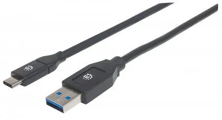 Kabllo Manhattan USB-A - USB-C, 2m, e zezë - 1