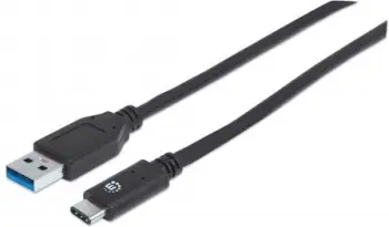 Kabllo Manhattan USB-A - USB-C, 1m, e zezë