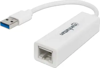 Përshtatës rrjeti Manhattan USB 3.0 në Gigabit, RJ45, 2 Gbps, i bardhë