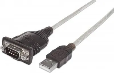 Kabllo Manhattan USB A - RS232 205153, 0.45m, e zezë - 1