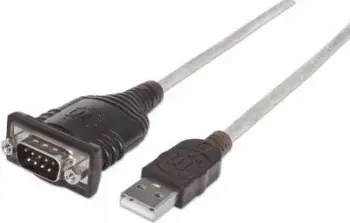 Kabllo Manhattan USB A - RS232 205153, 0.45m, e zezë