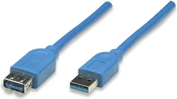 Kabllo Manhattan USB A - USB A 322379, 2m, e kaltër - 1