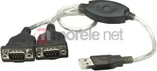 Kabllo USB Manhattan USB-A - 2x RS-232, 0.45m, e zezë - 1