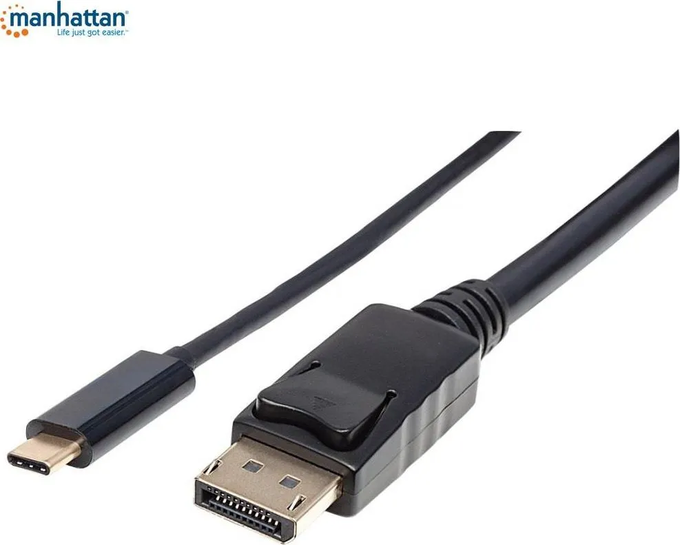 Kabllo Manhattan USB-C - Displayport, 2m, e zezë - 1
