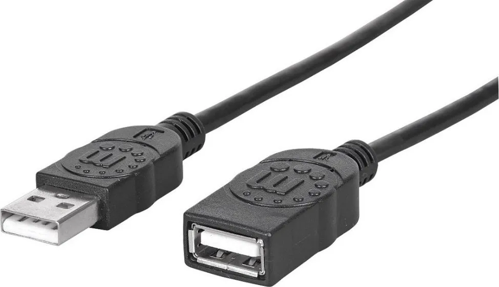 Përshtatës Manhattan USB A - USB A 322904, 0.5m, i zi - 1