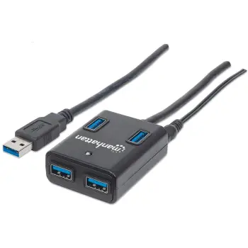 USB hub MANHATTAN 4-porta USB 3.0, me rrymë, zi