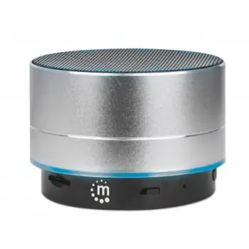 Altoparlant Bluetooth MANHATTAN metalik LED me dritë shumëngjyrëshe / kontrolle, portë USB-A / MicroSD / 3.5 mm / argjend