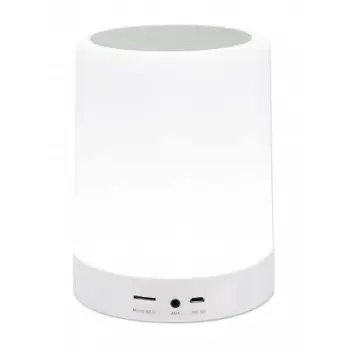 Altoparlant Bluetooth MANHATTAN LED / LED me tre nivele ndriçimi dhe gjashtë ngjyra, microSD / Aux 3.5 mm / E bardhë