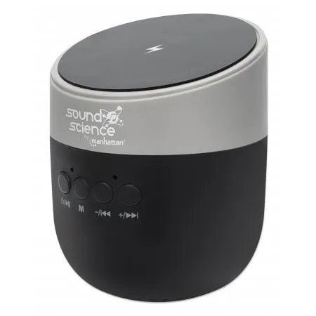Altoparlant Bluetooth MANHATTAN Sound Science, me pad karikimi wireless, slot MicroSD, i zi/anthracite - 1