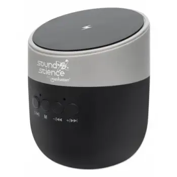 Altoparlant Bluetooth MANHATTAN Sound Science, me pad karikimi wireless, slot MicroSD, i zi/anthracite