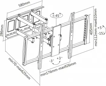 Mbajtës për TV Manhattan 461221, lëvizëse, 60"-100", 80 kg, e zezë