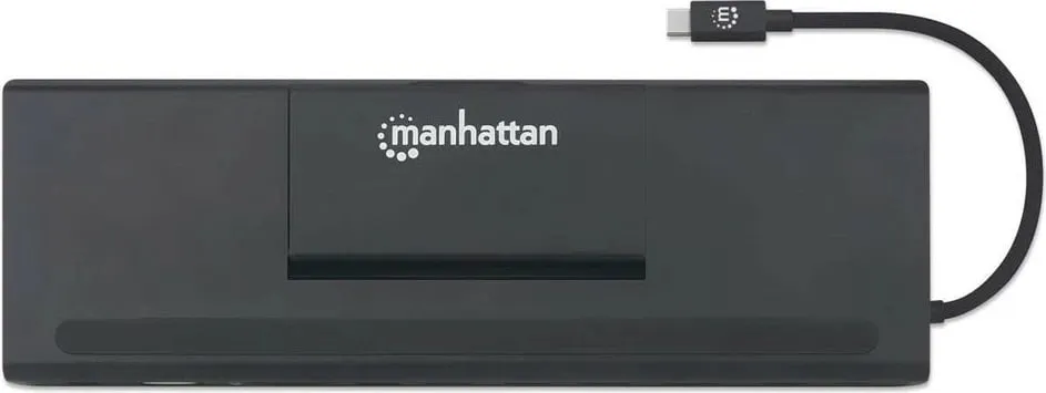 Docking station MANHATTAN USB-C 11-in-1, 4K, 3 monitorë, e zezë - 9