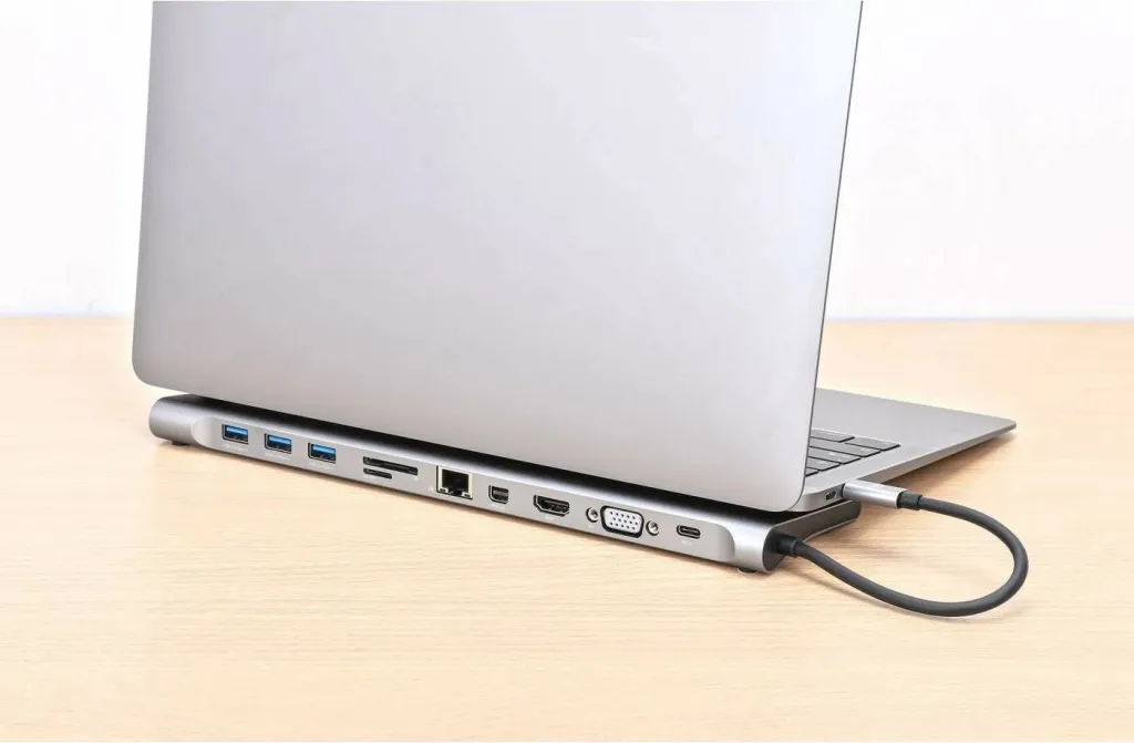 Docking station MANHATTAN USB-C 11in1 MST, për 3 monitorë, argjend - 5