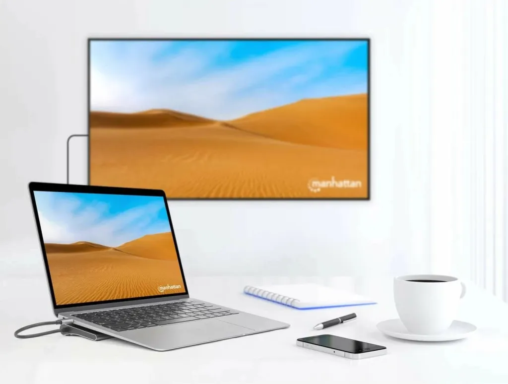 Docking station MANHATTAN USB-C 11in1 MST, për 3 monitorë, argjend - 8