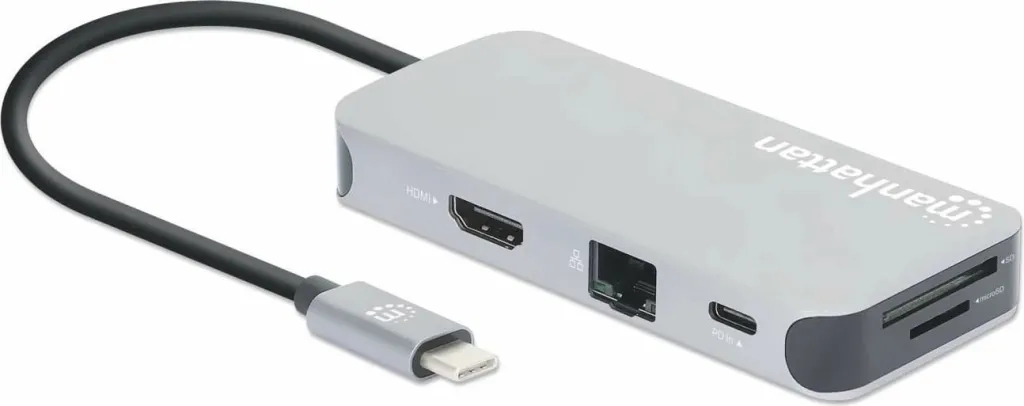 Docking station MANHATTAN USB-C 8-in-1, HDMI, RJ45, 3xUSB-A, gri - 3