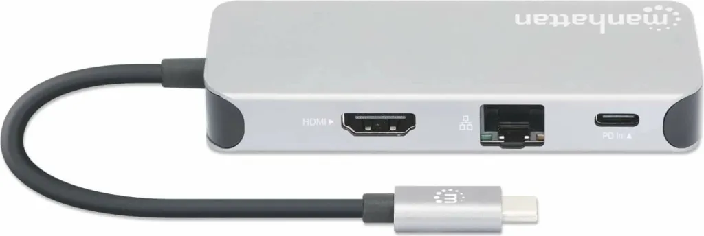 Docking station MANHATTAN USB-C 8-in-1, HDMI, RJ45, 3xUSB-A, gri - 7