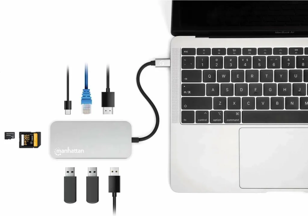 Docking station MANHATTAN USB-C 8-in-1, HDMI, RJ45, 3xUSB-A, gri - 8