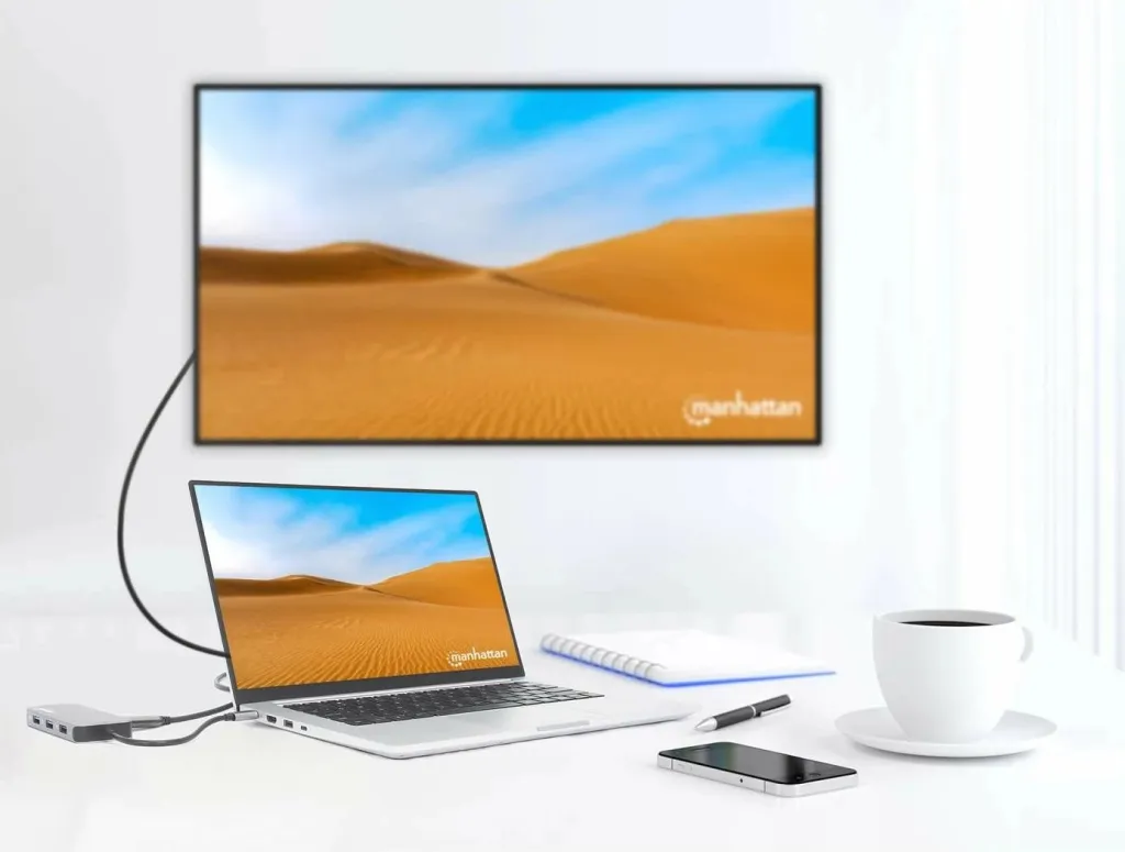 Docking station MANHATTAN USB-C 8-in-1, HDMI, RJ45, 3xUSB-A, gri - 9
