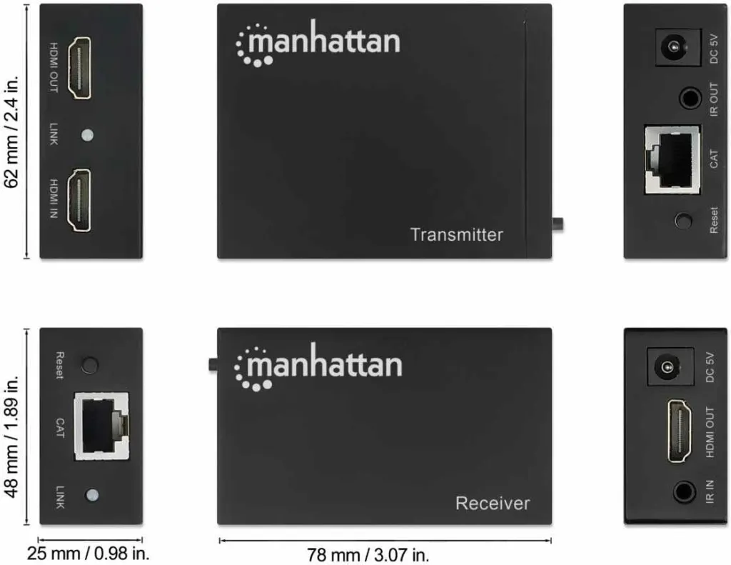 Extender Kit 1080p HDMI-Ethernet, Manhattan 207461 - 3